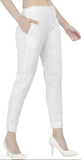 City Fashion Women's Slim Fit White Lumlum Cigarette Trouser Pants