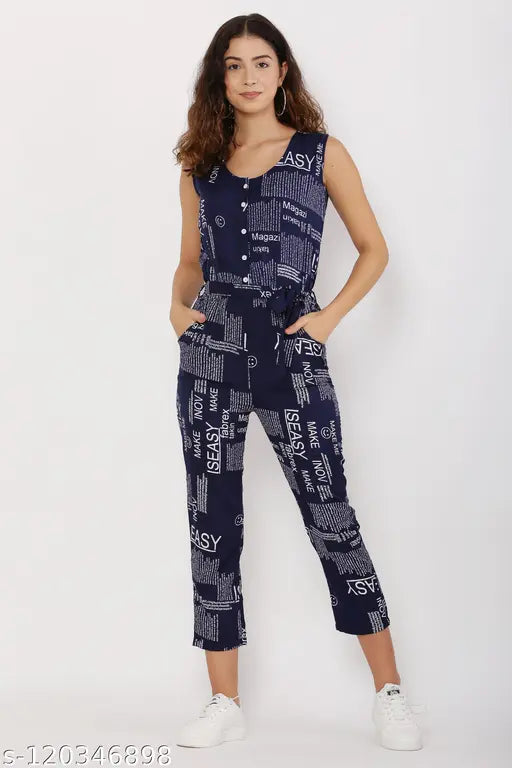 Jacinta Paper printed Navy Blue Jumpsuit