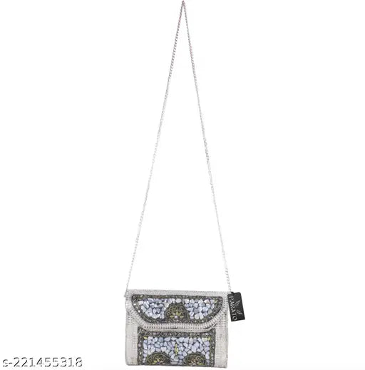 PARATO Silver Metal Bag Clutch / Sling Bag / Party Bag