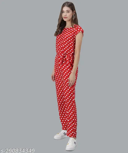 Vivient Women Red Polka Printed Jumpsuite