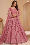 Embroidered Thread Work Semi-Stitched Lehenga & Unstitched Blouse With Dupatta