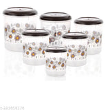 UMA KHODAL 6 Pcs Plastic Container set with beautiful design ( 12KG , 8KG , 6KG , 3KG , 2KG , 1KG Mixer Grocery Container - Brown)