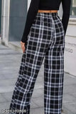 Latest Feminine Women Trouser & Pants Checked Trouser Pant Black Color Premium Quality Fabric Fancy Trouser Fashion For Women And Girls