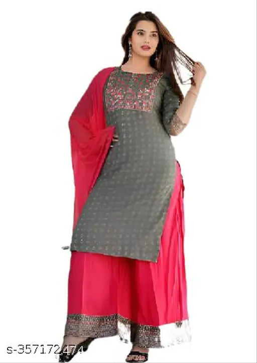 Madhurima Women Block Printed White kurta and Pant Set with Printed Dupatta