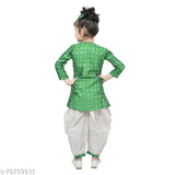 RK Collection Kids Party/Festive C-Green Designer Embroidery Kurta Salwar with Light Green Coti Suit For Girls