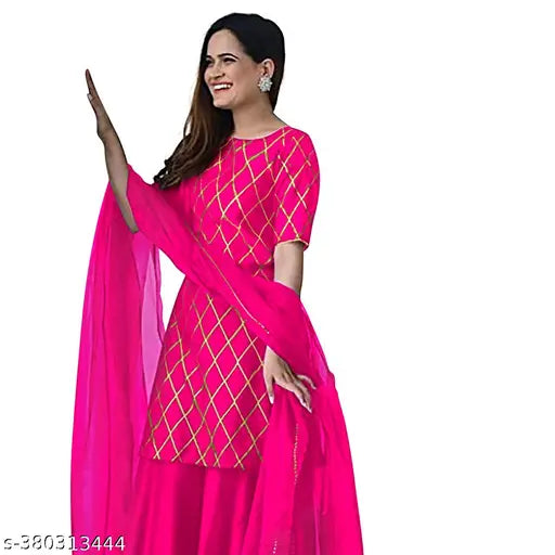 Rayon Kurta and Sharara Set with Dupatta