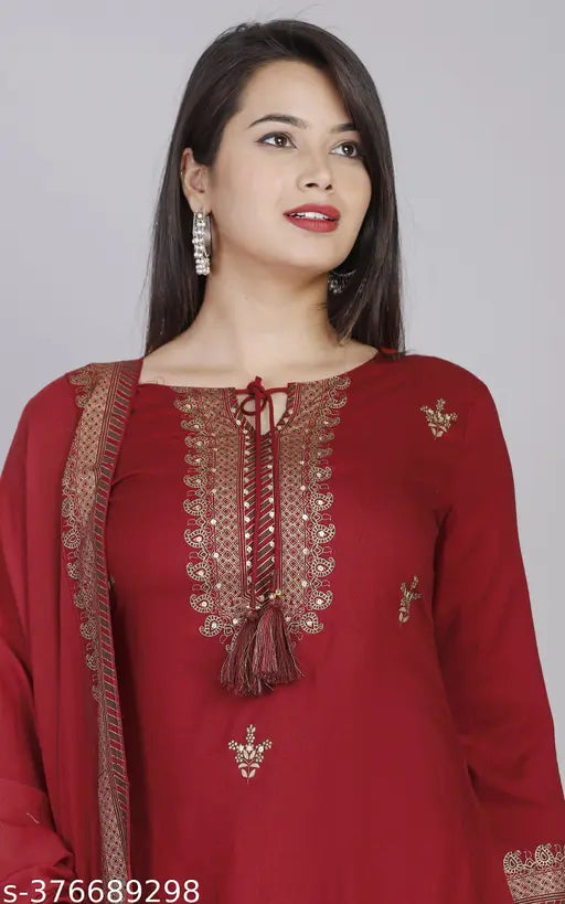 maroon kurta palazzo and dupatta