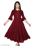 Trendy Ethnic Women's Solid Flared kurtis (Maroon)