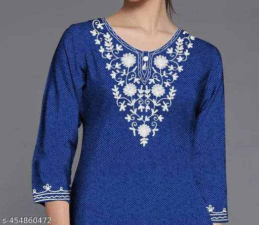 Kashmiri woolen embroidery kurti/ warm kurti/Women winter combo