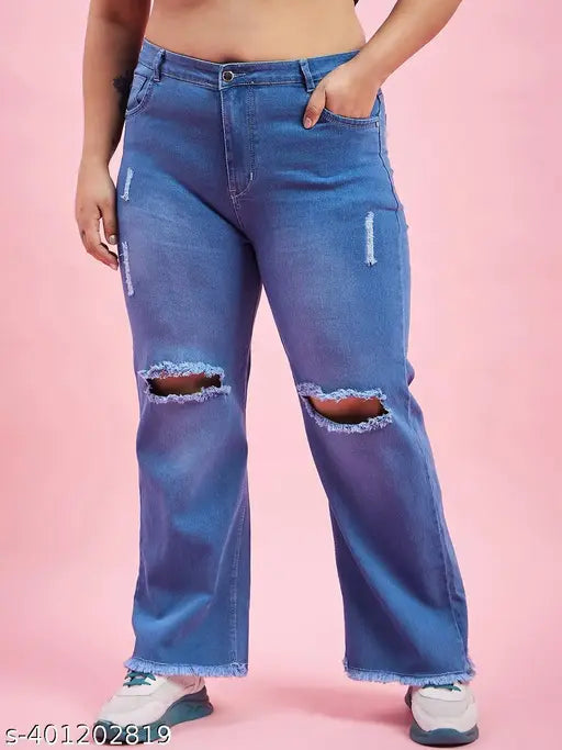 Plus Size Women Cotton Denim Stretchable Jeans