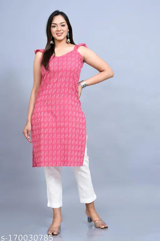 STREANDING KATHA TREANDING BUTTERFLY SLEEVES PINK KURTI