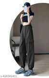 Women Relaxed Blue Cotton Blend Trousers