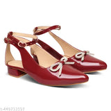 Bow Cherry Pointed Toe Heels for Girls - Stylish & Comfortable Maroon Heels ,Birthday Heel, Cherry Heel, Black belly, Bow heel, Belly, Durga Puja Heels, Navratri Heel,Diwali shopping, Diwali heels, maroon heels,uk3,uk9,uk8,euro42,euro36