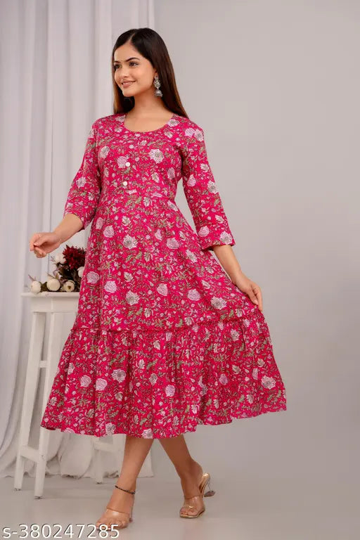 Trendy Rayon Printed Anarkali Kurti