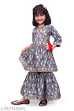 Queenpinenterprise Festive Collection Grey Pants Kurta Set for Girl