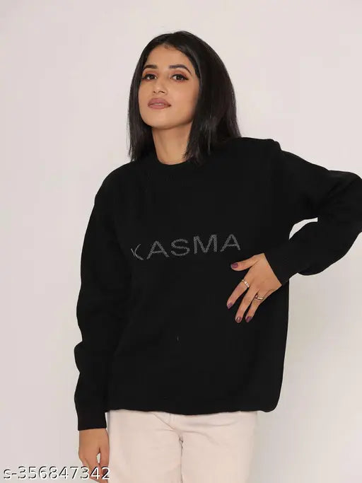 Women Self Design Crop Sweater