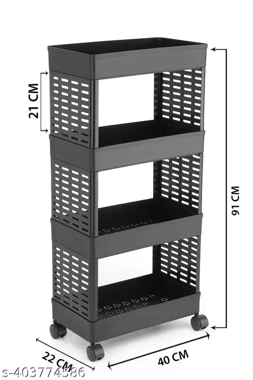 ELIGHTWAY MART Plastic kitchen trolley multi pourpose use(4 shelve)