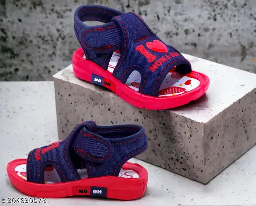 Childrens Fancy walking Sandal with rubber sole for Baby Boys and Baby Girls Chu-Chu-Musical Sound__Navyblue/Red