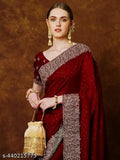 bollywood high quality heavy blooming vichiitra silk with zari embroidery work & srone work saree