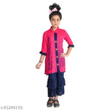 Fariha Fashions girls rayon cotton printed kurta and plazzo set