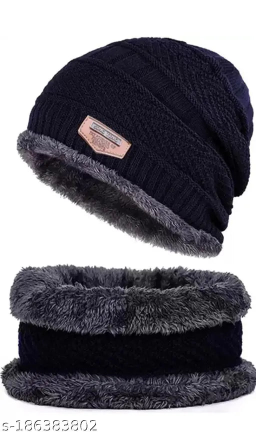 STYLISH MENS & WOMENS WOOLEN CAP WITH SCARF