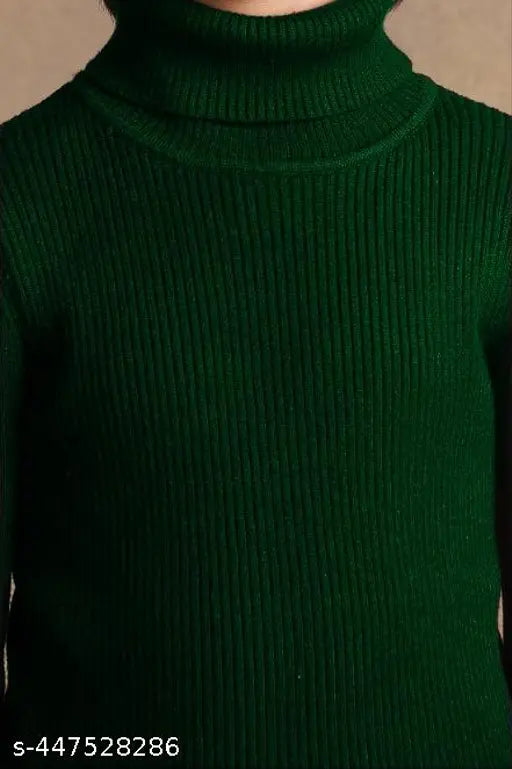 WOOLEN DARK GREEN KIDS SWEATER/HIGHNECK/TURTLE NECK/SKIVI FOR GIRLS AND BOYS