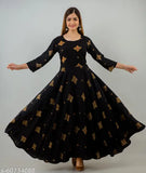 Women New festive Katha Work Printed Rayon Anarkali Kurta