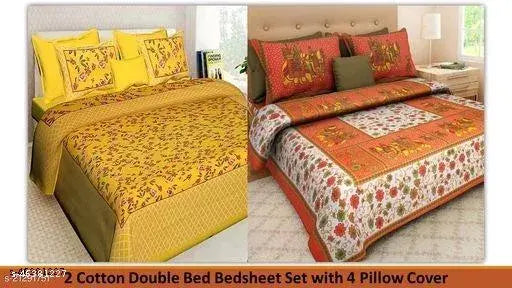 Attractive Trendy Superfine Cotton 2 Bed sheet With 4 Pillow Covers