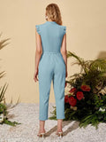 Classy New Launch Mock-Neck Ruffle Cuff Self Belted Jumpsuit