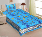 Home@shop 144 TC Cotton Printed Single Bedsheet With 1 Pillow Cover