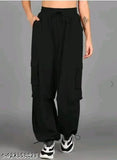 Zooni Collection Women|Parachute Black Pants|Parachute Cargo pants | Cotrise Cargo Black Lycra | Beggi|Cargo | Parachoot Joggers|NewArrival Baggy Cargo Wide Leg Cargo Loose fit Stretchable Pents| Wide Leg Cargo Women Cotrise Cargo | Cotton Blend Cargo |