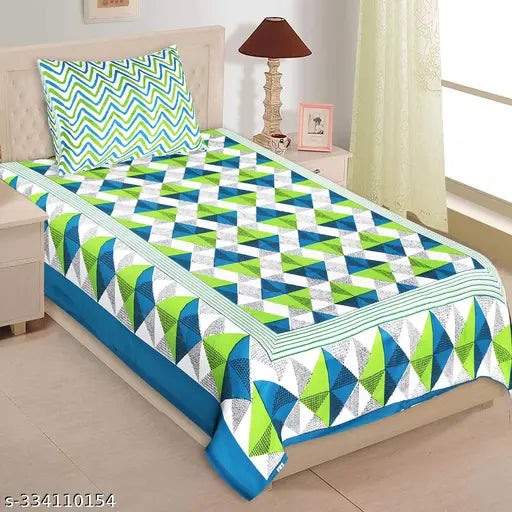 Cotton Single Bedsheet Combo Pack ( Pack of 2 Jaipuri Bedsheet with 2 Pillow cover)