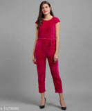 Elizy Women Pink Plain Velvet Jumpsuits