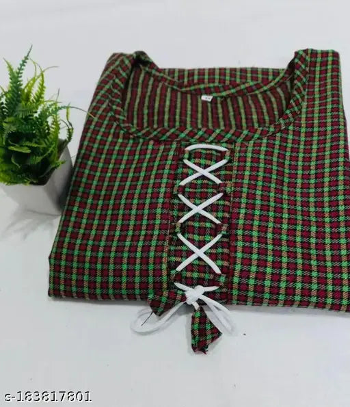 Beautiful Green Check Woolen Kurta for Woman & Girls