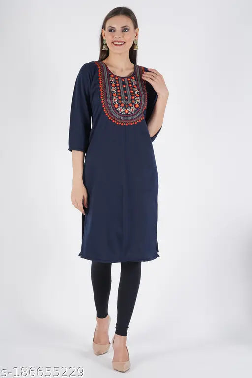 wool kurta/woolen embroidered kurta/winter kurti for women/