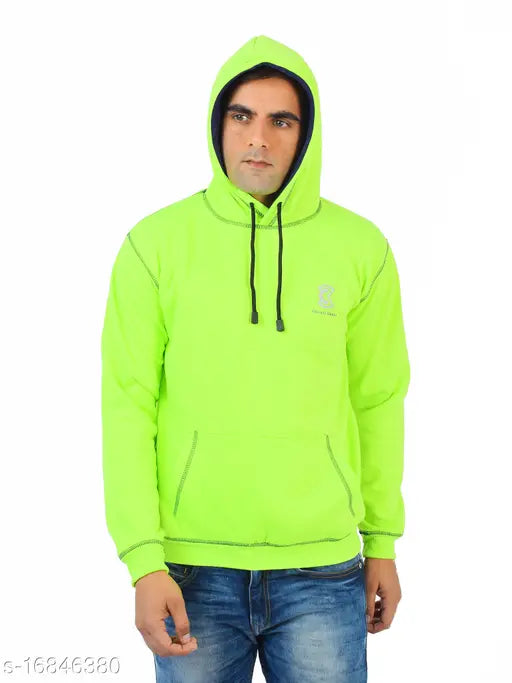 Chanda Khuba Men's Neon Green Sweatshirt Full Sleeve Kangaroo Pocket Pullover hoodies - CKHD03-02