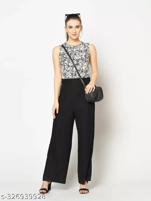 Black and white Printed Trendy Fashionable Jumpsuit for women