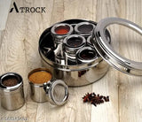 ATROCK Masala Box For Kitchen | Storage Container Each 125ml (Set Of 7 Container, 7 Small Spoon & Masala Dabba) Masala Container | Spice Container