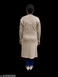 Women's A-line Solid Beige Woollen Kurti