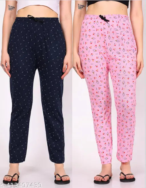 CHILL CHIK Women's Cotton Pack Of 2 Printed Pyajama