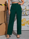 Fashion Women's Solid Bell Bottoms Green Trousers & Pants