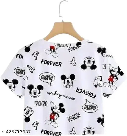 Mickey Mouse Printed Women's Crop Top Tshirts