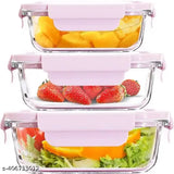 Glass Launch Box Set Of 3 With 400ml, 600ml & 800ml Rectangle Glass Containers With Lids For Food Storage And Break Free Detachable Locks, Oven Safe, Microwave Safe And Freezer Safe - Set Of 3 Rectangle Transparent H