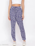 Oxolloxo Floral Print Regular Fit Blue Women Viscose Pant