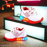 Trending Stlyish Waterproof Lighting Sports shoes for boys and Girls Upto 7 years White Red