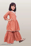 Queenpinenterprise Festive Collection Red Sharara and Kurta Set for Girl