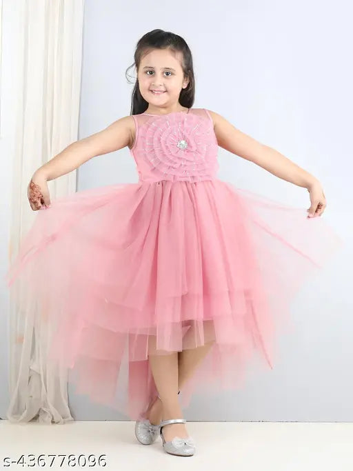 Toy Balloon Kids Dusty Rose Hi - Low Girls embilleshed Party wear Dress