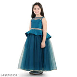 Toy Balloon Kids Teal Blue Full length Girls party wear Dress