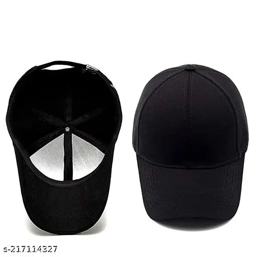 Classy Men Black Cotton Baseball Cap (Pack-2)