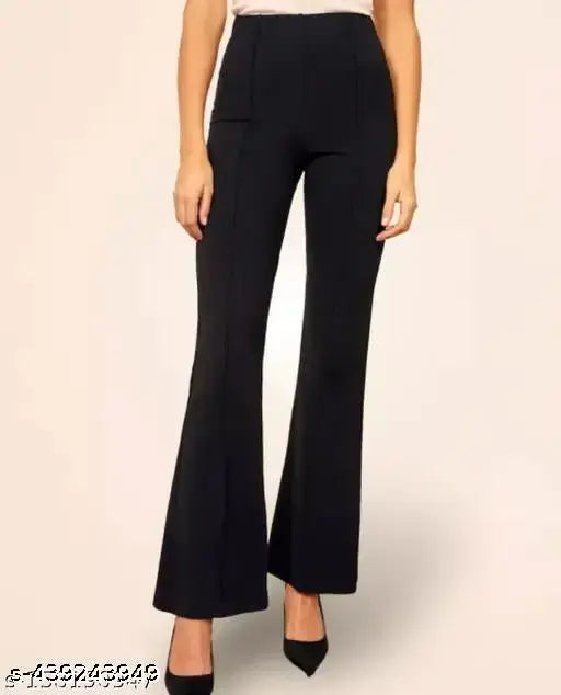 Trousers for women New Trendy Formal/Casual Trousers For Women Polyester Blend Solid Women's Trousers Black Pants (38"Inches) Casual & formal womens trouser